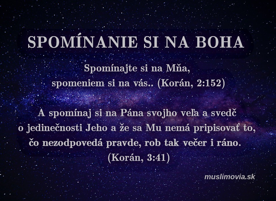 Spomínanie si na Jediného Boha, islam, Korán