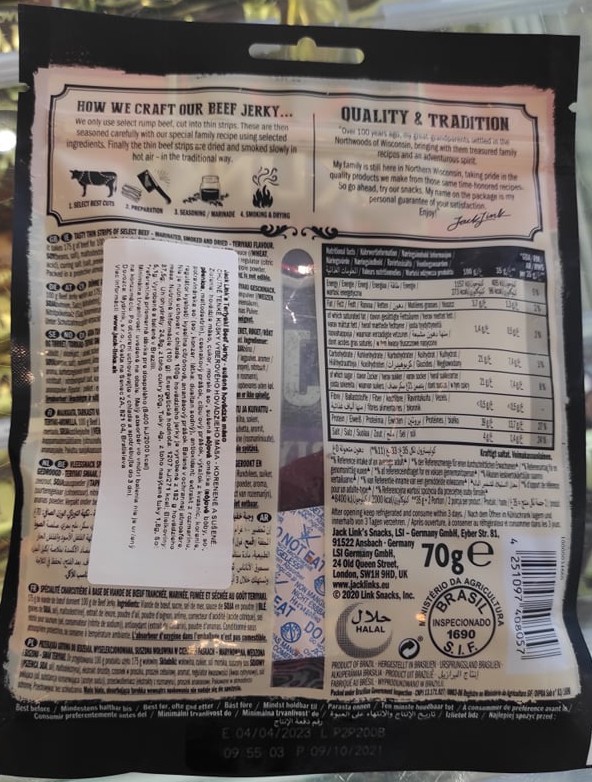 hovädzie sušené mäso Beef yerky značky Jack Links, halal hovädzie sušené mäso Beef yerky značky Jack Links, halal