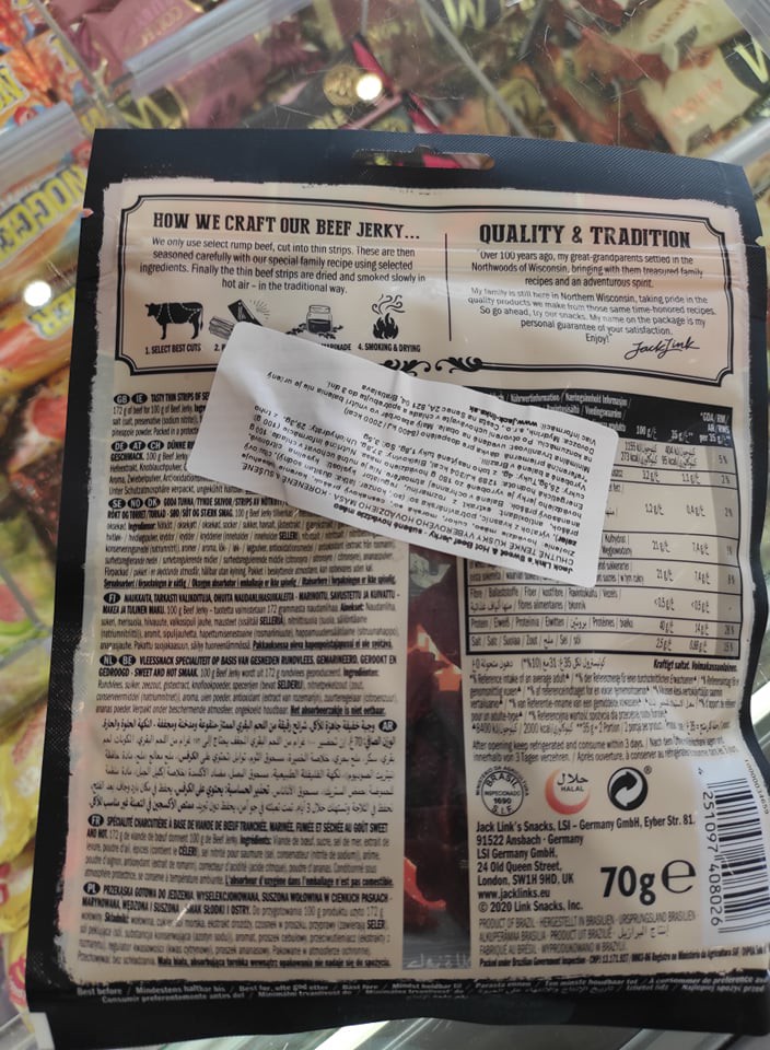 hovädzie sušené mäso Beef yerky značky Jack Links, halal hovädzie sušené mäso Beef yerky značky Jack Links, halal