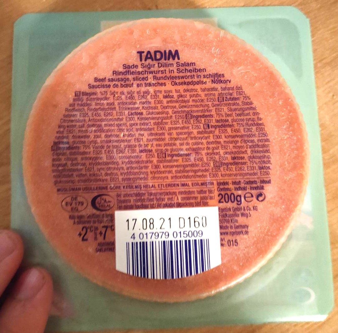 hovädzia saláma, nárez Egeturk TADIM, halal hovädzia saláma, nárez Egeturk TADIM, halal