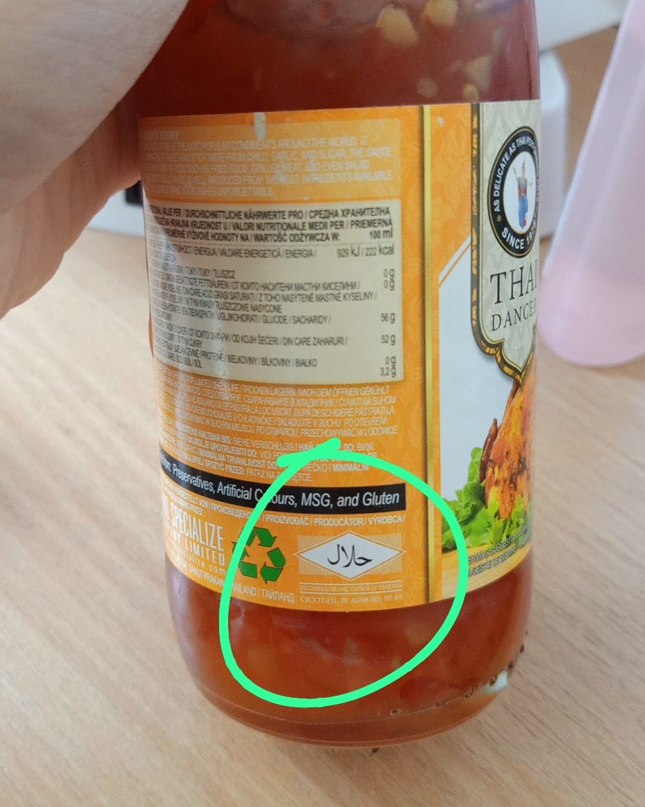 Thaii sladká chilli omáčka, halal