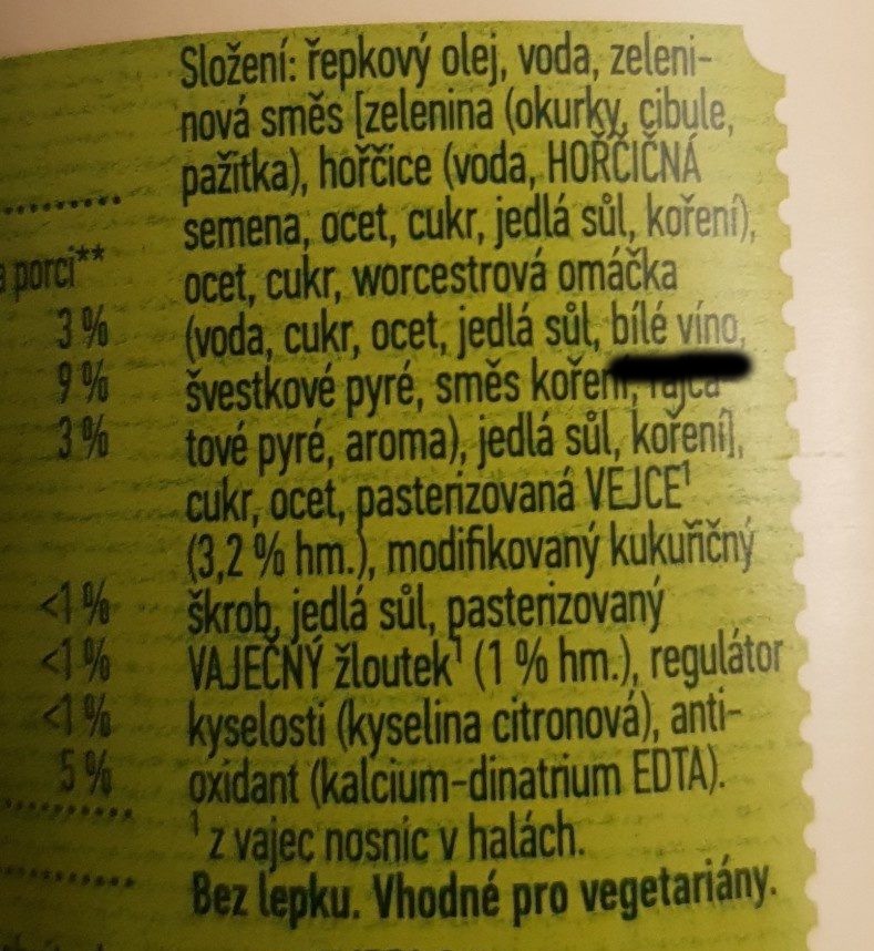 Tatárska omáčka Hellmanns, alkohol