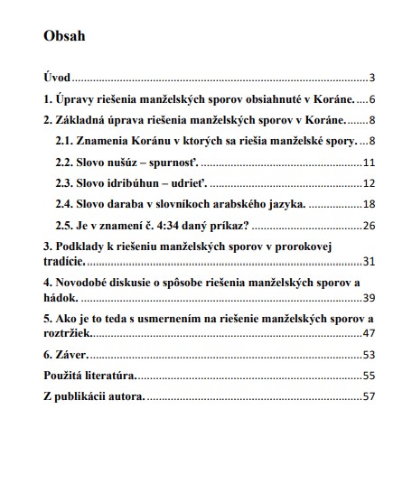 Riešenie manželských sporov manželom podľa základných prameňov islamského náboženstva