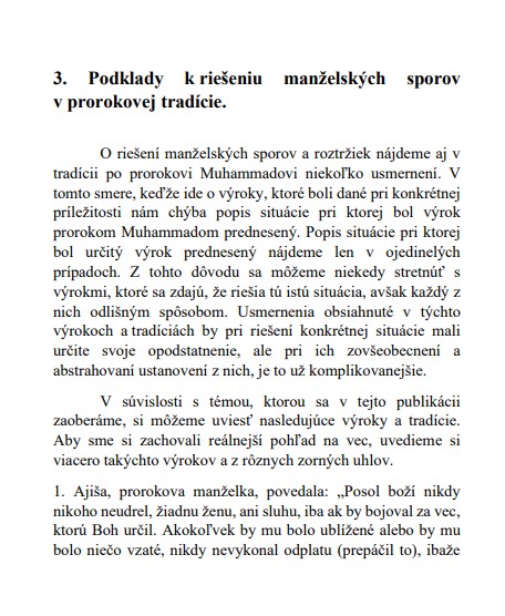 Riešenie manželských sporov manželom podľa základných prameňov islamského náboženstva