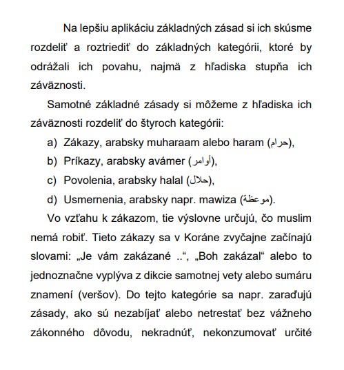 Aplikácia základných zásad uvedených v Koráne v každodennom živote